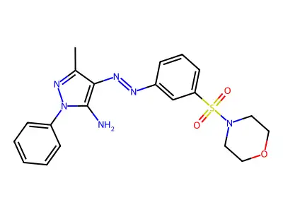 N-[(5-imino-3-methyl-1-phenyl-4-pyrazolylidene)amino]-3-(4-morpholinylsulfonyl)aniline structure