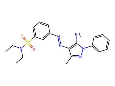 (E)-N,N-diethyl-3-(2-(5-imino-3-methyl-1-phenyl-1H-pyrazol-4(5H)-ylidene)hydrazinyl)benzenesulfonamide structure
