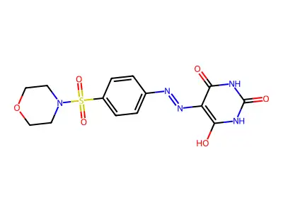 5-(2-(4-(morpholinosulfonyl)phenyl)hydrazono)pyrimidine-2,4,6(1H,3H,5H)-trione structure