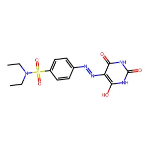 N,N-diethyl-4-[2-(2,4,6-trioxotetrahydropyrimidin-5(2H)-ylidene)hydrazino]benzenesulfonamide structure