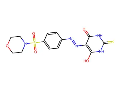 5-(2-(4-(morpholinosulfonyl)phenyl)hydrazono)-2-thioxodihydropyrimidine-4,6(1H,5H)-dione structure