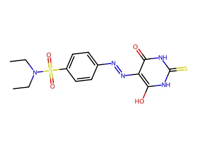 4-[2-(4,6-dioxo-2-sulfanylidene-1,3-diazinan-5-ylidene)hydrazin-1-yl]-N,N-diethylbenzene-1-sulfonamide structure