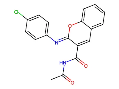 (2Z)-N-acetyl-2-[(4-chlorophenyl)imino]-2H-chromene-3-carboxamide structure