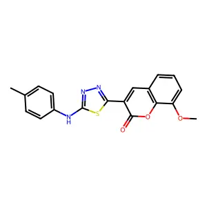 8-methoxy-3-(5-(p-tolylamino)-1,3,4-thiadiazol-2-yl)-2H-chromen-2-one structure