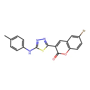 6-bromo-3-(5-(p-tolylamino)-1,3,4-thiadiazol-2-yl)-2H-chromen-2-one structure
