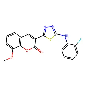 3-[5-(2-Fluoroanilino)-1,3,4-thiadiazol-2-yl]-8-methoxychromen-2-one structure