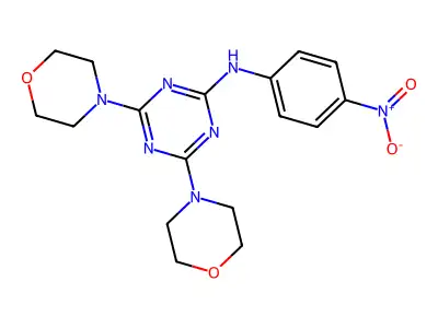 4,6-dimorpholino-N-(4-nitrophenyl)-1,3,5-triazin-2-amine structure