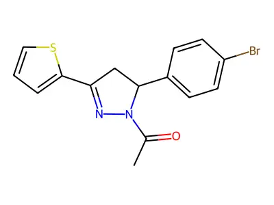 1-[3-(4-Bromophenyl)-5-thiophen-2-yl-3,4-dihydropyrazol-2-yl]ethanone structure
