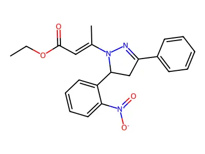 ethyl (E)-3-[3-(2-nitrophenyl)-5-phenyl-3,4-dihydropyrazol-2-yl]but-2-enoate structure