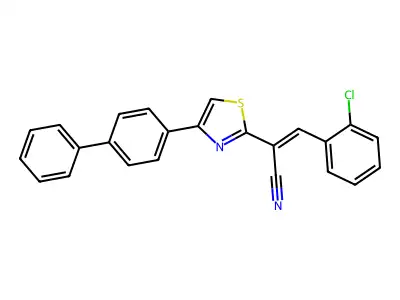 (E)-2-(4-([1,1'-biphenyl]-4-yl)thiazol-2-yl)-3-(2-chlorophenyl)acrylonitrile structure
