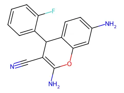2,7-diamino-4-(2-fluorophenyl)-4H-chromene-3-carbonitrile structure