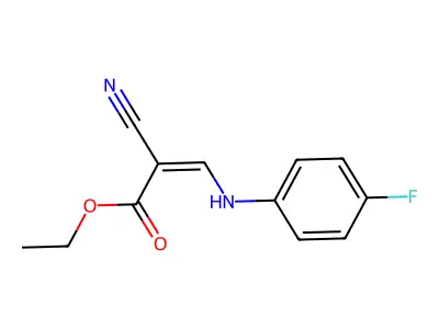 Ethyl 2-cyano-3-(4-fluoroanilino)acrylate structure