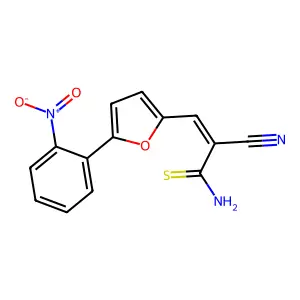 (E)-2-cyano-3-(5-(2-nitrophenyl)furan-2-yl)prop-2-enethioamide structure