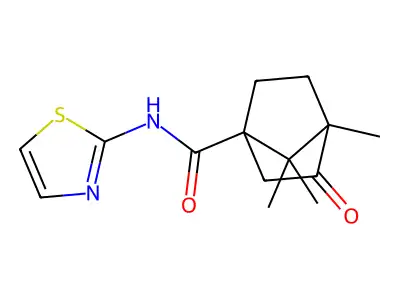4,7,7-trimethyl-3-oxo-N-(1,3-thiazol-2-yl)bicyclo[2.2.1]heptane-1-carboxamide structure
