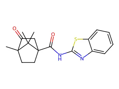 (1S,4S)-N-(benzo[d]thiazol-2-yl)-4,7,7-trimethyl-3-oxobicyclo[2.2.1]heptane-1-carboxamide structure