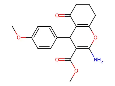 methyl 2-amino-4-(4-methoxyphenyl)-5-oxo-5,6,7,8-tetrahydro-4H-chromene-3-carboxylate structure