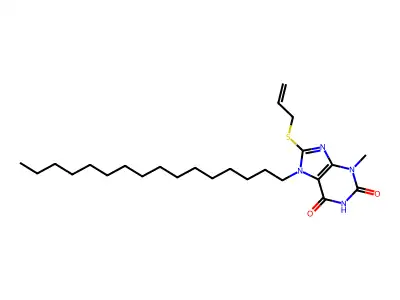 8-Allylsulfanyl-7-hexadecyl-3-methyl-3,7-dihydro-purine-2,6-dione structure