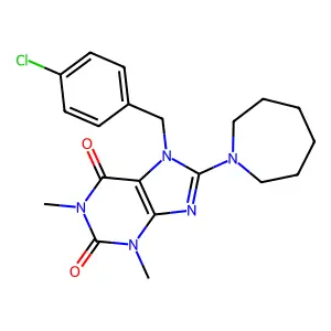 8-(azepan-1-yl)-7-(4-chlorobenzyl)-1,3-dimethyl-1H-purine-2,6(3H,7H)-dione structure