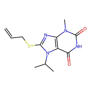 3-Methyl-7-propan-2-yl-8-prop-2-enylsulfanylpurine-2,6-dione structure
