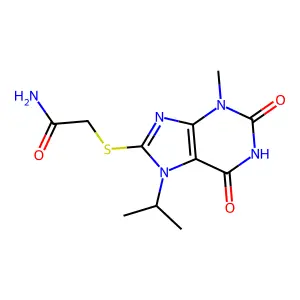 2-(3-Methyl-2,6-dioxo-7-propan-2-ylpurin-8-yl)sulfanylacetamide structure