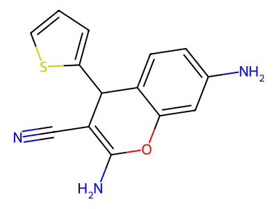 2,7-diamino-4-(thiophen-2-yl)-4H-chromene-3-carbonitrile structure