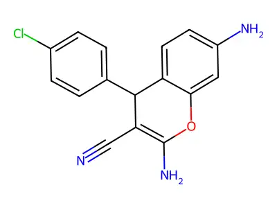 2,7-diamino-4-(4-chlorophenyl)-4H-chromene-3-carbonitrile structure