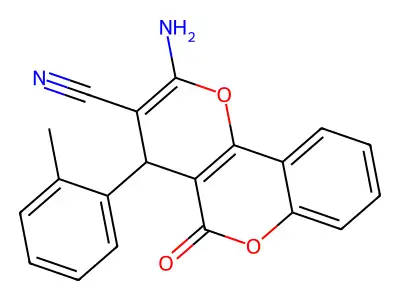 2-amino-4-(2-methylphenyl)-5-oxo-4H-pyrano[3,2-c]chromene-3-carbonitrile structure