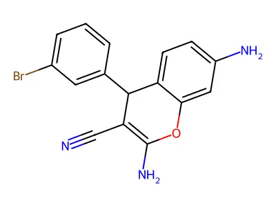 2,7-diamino-4-(3-bromophenyl)-4H-chromene-3-carbonitrile structure
