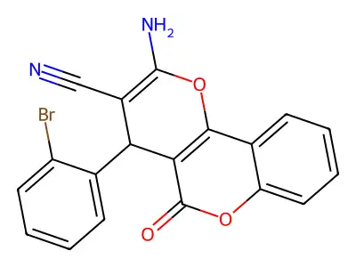 2-amino-4-(2-bromophenyl)-5-oxo-4H-pyrano[3,2-c]chromene-3-carbonitrile structure