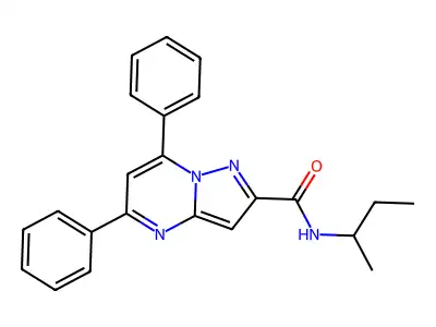N-(sec-butyl)-5,7-diphenylpyrazolo[1,5-a]pyrimidine-2-carboxamide structure
