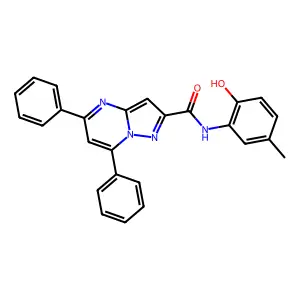N-(2-hydroxy-5-methylphenyl)-5,7-diphenylpyrazolo[1,5-a]pyrimidine-2-carboxamide structure