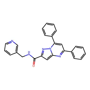 5,7-diphenyl-N-(pyridin-3-ylmethyl)pyrazolo[1,5-a]pyrimidine-2-carboxamide structure