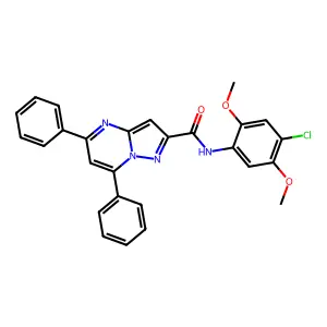 N-(4-chloro-2,5-dimethoxyphenyl)-5,7-diphenylpyrazolo[1,5-a]pyrimidine-2-carboxamide structure