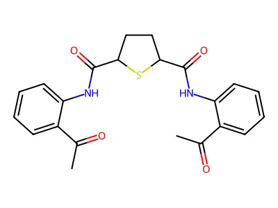N,N'-bis(2-acetylphenyl)tetrahydro-2,5-thiophenedicarboxamide structure