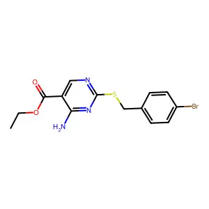 Ethyl 4-amino-2-[(4-bromobenzyl)sulfanyl]-5-pyrimidinecarboxylate structure