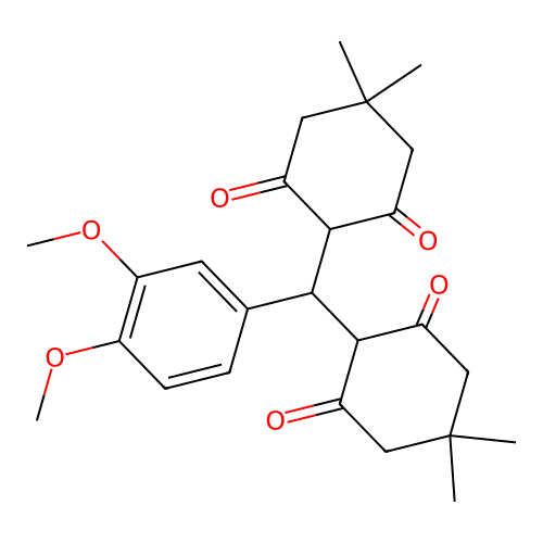 2,2'-((3,4-Dimethoxyphenyl)methylene)bis(5,5-dimethylcyclohexane-1,3-dione) structure