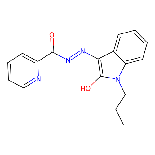N'-[(3Z)-2-oxo-1-propyl-1,2-dihydro-3H-indol-3-ylidene]pyridine-2-carbohydrazide structure
