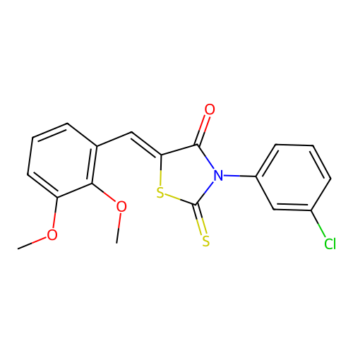 (Z)-3-(3-chlorophenyl)-5-(2,3-dimethoxybenzylidene)-2-thioxothiazolidin-4-one structure
