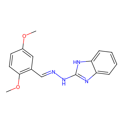 N-[(2,5-dimethoxyphenyl)methylideneamino]-1H-benzimidazol-2-amine structure