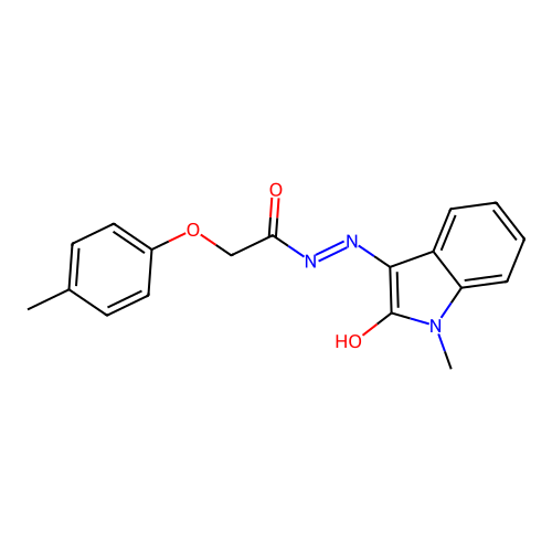 (E)-N'-(1-methyl-2-oxoindolin-3-ylidene)-2-(p-tolyloxy)acetohydrazide structure