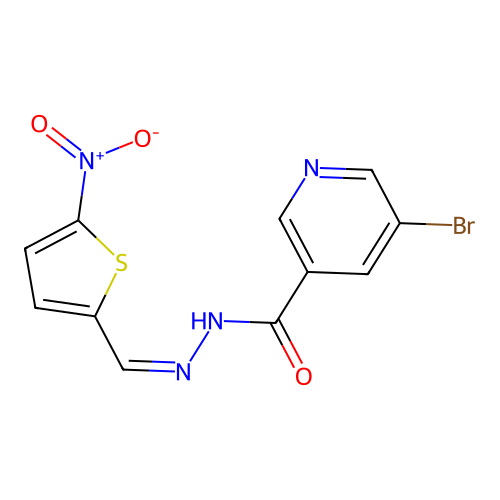 5-bromo-N-[(Z)-(5-nitrothiophen-2-yl)methylideneamino]pyridine-3-carboxamide structure