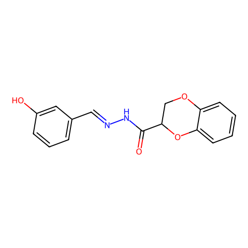 N'-[(E)-(3-hydroxyphenyl)methylidene]-2,3-dihydro-1,4-benzodioxine-2-carbohydrazide structure