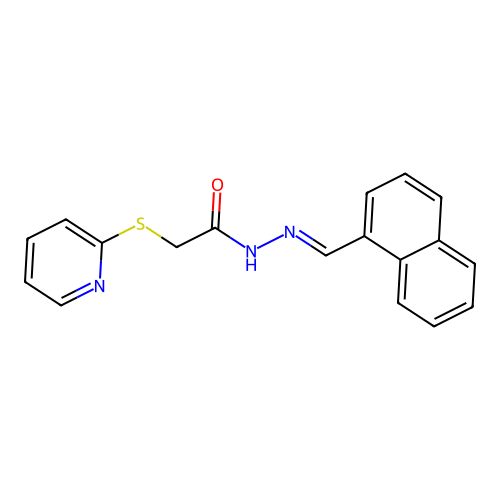 N'-[(E)-naphthalen-1-ylmethylidene]-2-(pyridin-2-ylsulfanyl)acetohydrazide structure