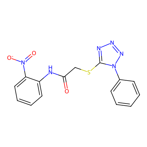 N-(2-nitrophenyl)-2-(1-phenyltetrazol-5-yl)sulfanylacetamide structure