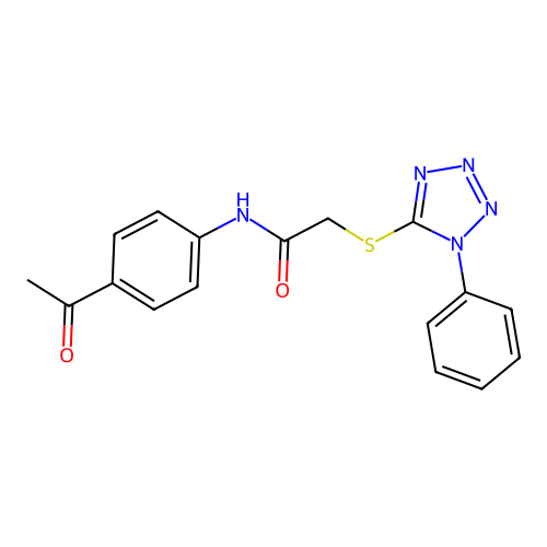 N-(4-acetylphenyl)-2-[(1-phenyl-1H-tetrazol-5-yl)sulfanyl]acetamide structure