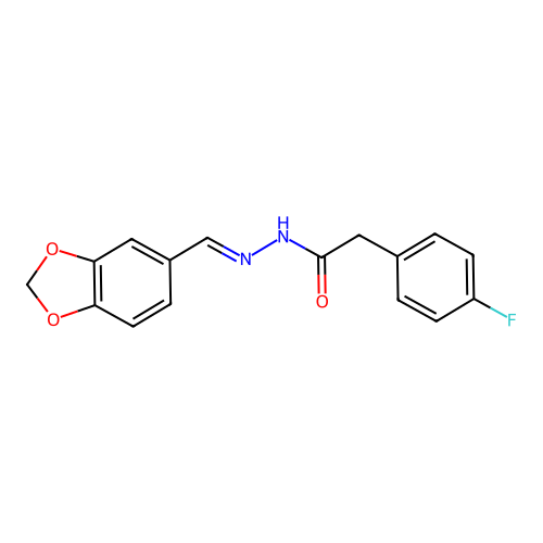 N'-(1,3-benzodioxol-5-ylmethylene)-2-(4-fluorophenyl)acetohydrazide structure