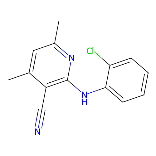 2-[(2-Chlorophenyl)amino]-4,6-dimethylpyridine-3-carbonitrile structure