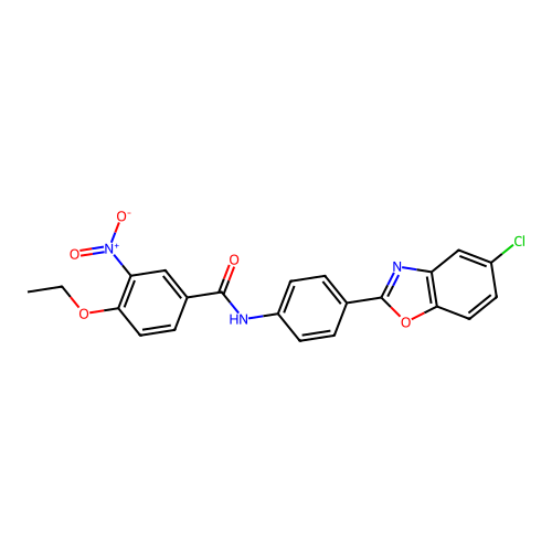 N-[4-(5-chloro-1,3-benzoxazol-2-yl)phenyl]-4-ethoxy-3-nitrobenzamide structure