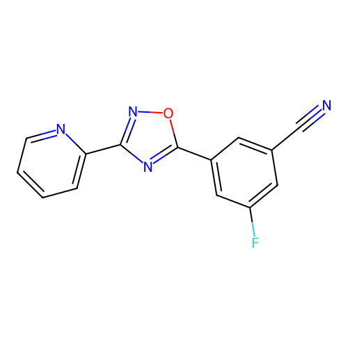 3-Fluoro-5-(3-(pyridin-2-yl)-1,2,4-oxadiazol-5-yl)benzonitrile structure