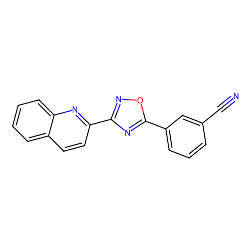 3-[3-(2-Quinolinyl)-1,2,4-oxadiazol-5-yl]benzonitrile structure